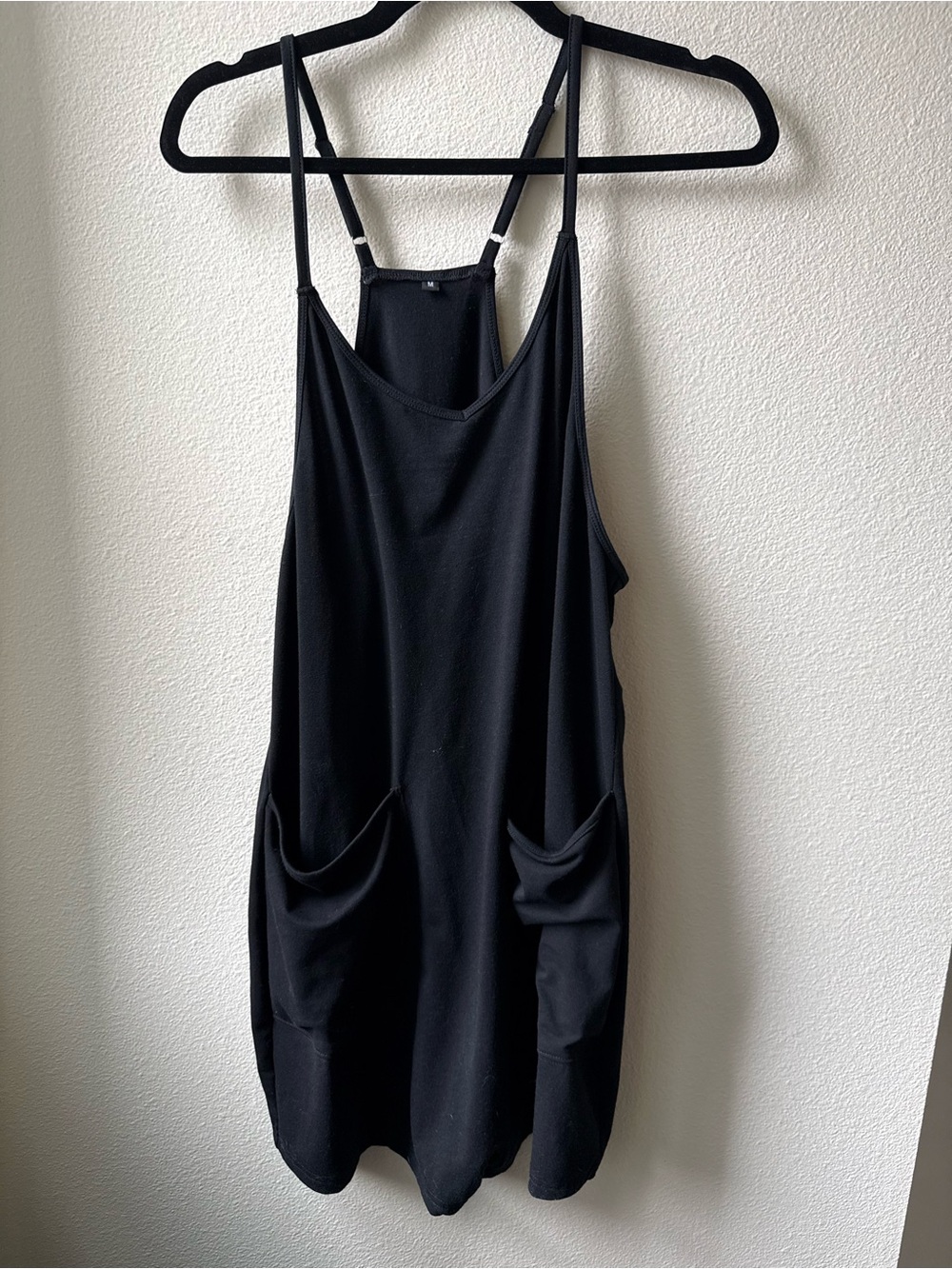 Black Sleeveless Pocket Tank Romper - Women